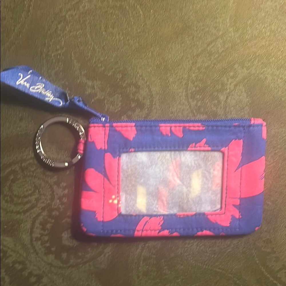 Vera Bradley Floral ID Keychain Wallet - Blue and Pink